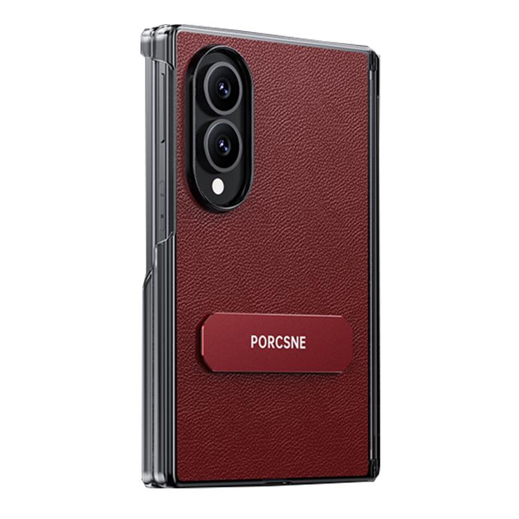 Custodia per telefono in pelle vegana con doppia cerniera e supporto in metallo girevole a 270°., For Galaxy Z Fold8 5G, For Galaxy Z Fold8 Ultra 5G, For Galaxy Z Fold7 5G, For Galaxy Z Fold6
