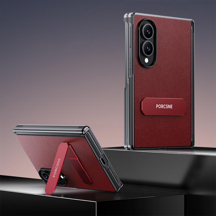 Custodia per telefono in pelle vegana con doppia cerniera e supporto in metallo girevole a 270°., For Galaxy Z Fold8 5G, For Galaxy Z Fold8 Ultra 5G, For Galaxy Z Fold7 5G, For Galaxy Z Fold6