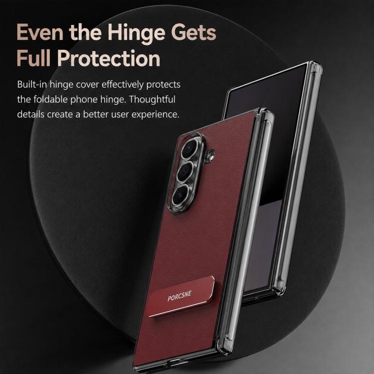 Custodia per telefono in pelle vegana con doppia cerniera e supporto in metallo girevole a 270°., For Galaxy Z Fold8 5G, For Galaxy Z Fold8 Ultra 5G, For Galaxy Z Fold7 5G, For Galaxy Z Fold6
