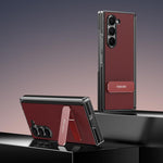 Custodia per telefono in pelle vegana con doppia cerniera e supporto in metallo girevole a 270°., For Galaxy Z Fold5, For Galaxy Z Fold4