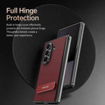 Custodia per telefono in pelle vegana con doppia cerniera e supporto in metallo girevole a 270°., For Galaxy Z Fold5, For Galaxy Z Fold4