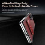 Custodia per telefono in pelle vegana con doppia cerniera e supporto in metallo girevole a 270°., For Galaxy Z Fold5, For Galaxy Z Fold4