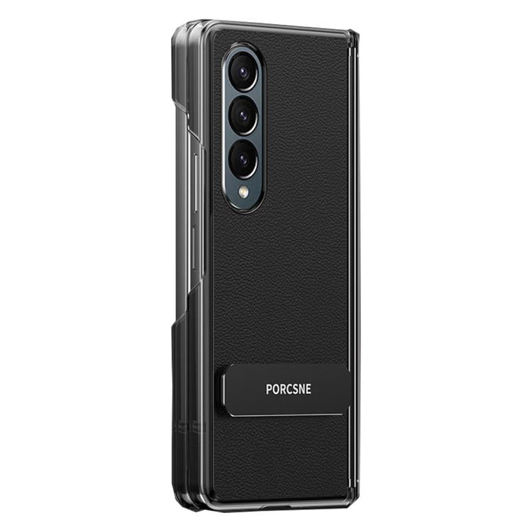 Custodia per telefono in pelle vegana con doppia cerniera e supporto in metallo girevole a 270°., For Galaxy Z Fold5, For Galaxy Z Fold4