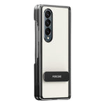 Custodia per telefono in pelle vegana con doppia cerniera e supporto in metallo girevole a 270°., For Galaxy Z Fold5, For Galaxy Z Fold4
