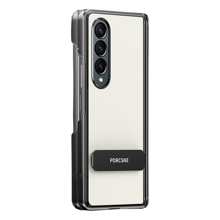 Custodia per telefono in pelle vegana con doppia cerniera e supporto in metallo girevole a 270°., For Galaxy Z Fold5, For Galaxy Z Fold4