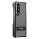 Custodia per telefono in pelle vegana con doppia cerniera e supporto in metallo girevole a 270°., For Galaxy Z Fold5, For Galaxy Z Fold4