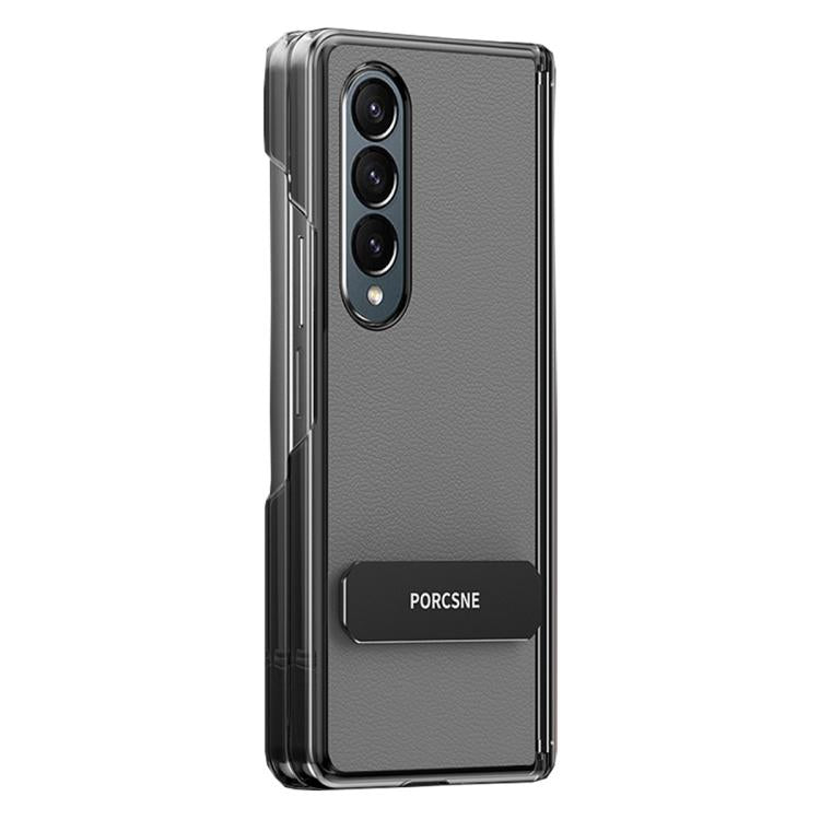 Custodia per telefono in pelle vegana con doppia cerniera e supporto in metallo girevole a 270°., For Galaxy Z Fold5, For Galaxy Z Fold4