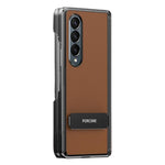 Custodia per telefono in pelle vegana con doppia cerniera e supporto in metallo girevole a 270°., For Galaxy Z Fold5, For Galaxy Z Fold4