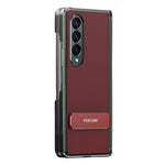 Custodia per telefono in pelle vegana con doppia cerniera e supporto in metallo girevole a 270°., For Galaxy Z Fold5, For Galaxy Z Fold4