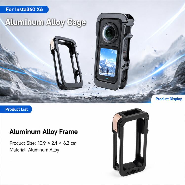 Telaio per gabbia per conigli in lega di alluminio con copertura protettiva a sgancio rapido, For Insta360 X6