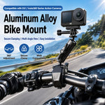 Supporto per manubrio moto con morsetto a chela di granchio per impieghi gravosi in lega di alluminio per DJI, Insta360, GoPro e altre action camera.