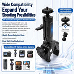 Supporto per manubrio moto con morsetto a chela di granchio per impieghi gravosi in lega di alluminio per DJI, Insta360, GoPro e altre action camera.