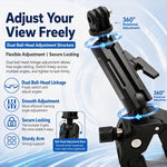 Supporto per manubrio moto con morsetto a chela di granchio per impieghi gravosi in lega di alluminio per DJI, Insta360, GoPro e altre action camera.