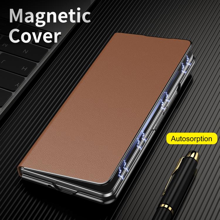 Custodia protettiva per telefono in ecopelle con chiusura a libro e supporto pieghevole., For Samsung Galaxy Z Fold5, For Samsung Galaxy Z Fold4