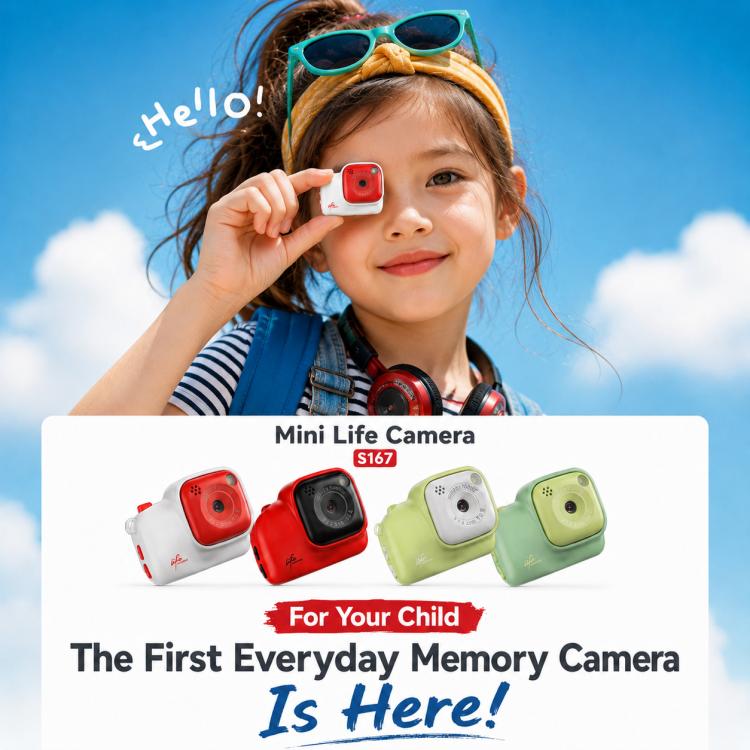 S167 2MP HD Mini Lifestyle Camera with 1.47-inch Color Screen, No Memory, 8G, 16G, 32G