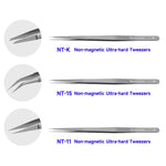 MECHANIC Non-Magnetic Ultra-Hard Professional Repair Tweezers, NT-K, NT-11, NT-15