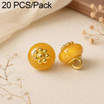 Confezione da 20 bottoni piatti in resina con perline dorate e gambo a forma di fiore per Hanfu Cheongsam, 16L-10mm