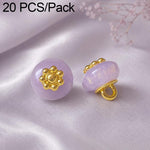 Confezione da 20 bottoni piatti in resina con perline dorate e gambo a forma di fiore per Hanfu Cheongsam, 16L-10mm