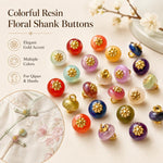Confezione da 20 bottoni piatti in resina con perline dorate e gambo a forma di fiore per Hanfu Cheongsam, 16L-10mm
