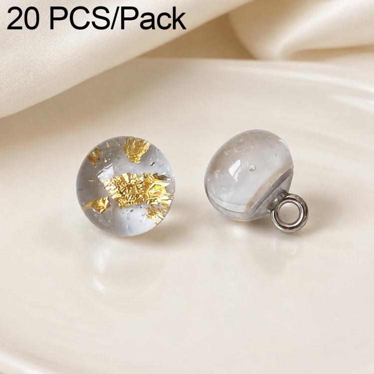 Confezione da 20 bottoni a nodo cinese con perline di vetro e foglia d'oro per Hanfu Cheongsam, 16L-10mm