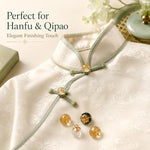 Confezione da 20 bottoni a nodo cinese con perline di vetro e foglia d'oro per Hanfu Cheongsam, 16L-10mm