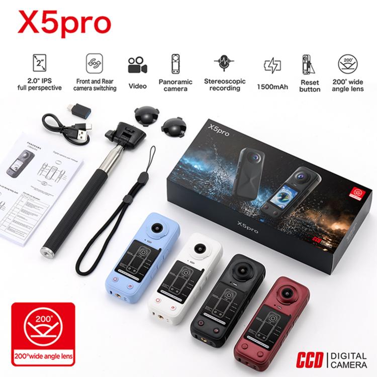 X5 Pro 2.0 inch Screen 200 Degrees Wide Angle 4K Panoramic Action Camera
