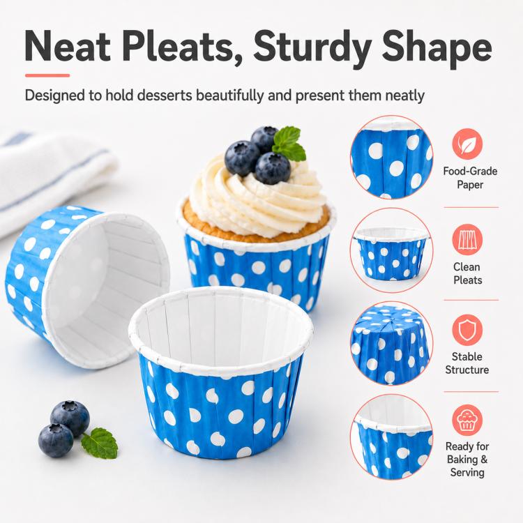 50 pezzi/confezione di pirottini di carta per cupcake con bordo arrotolato, Small, Medium