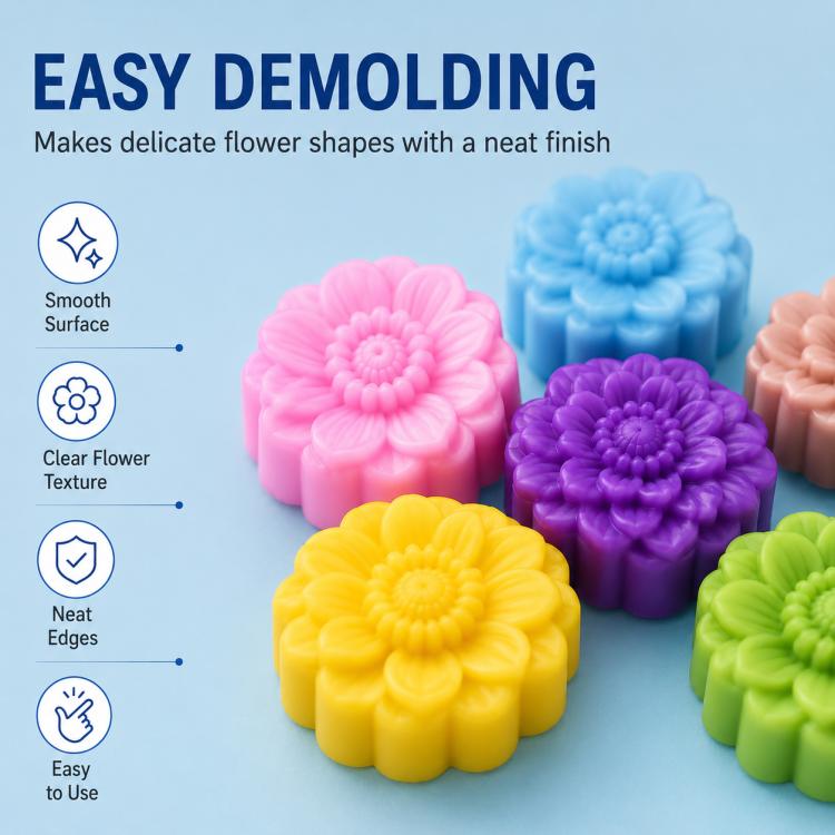 Confezione da 10 stampi in silicone per fiori resistenti alle alte temperature.