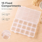 Scatola organizer in plastica trasparente non rimovibile con 15 scomparti, 15-Compartment