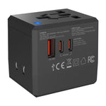 2-Port Type-C + USB-A Universal Travel Adapter Socket Worldwide Charger, 3.4A, PD20W, PD35W