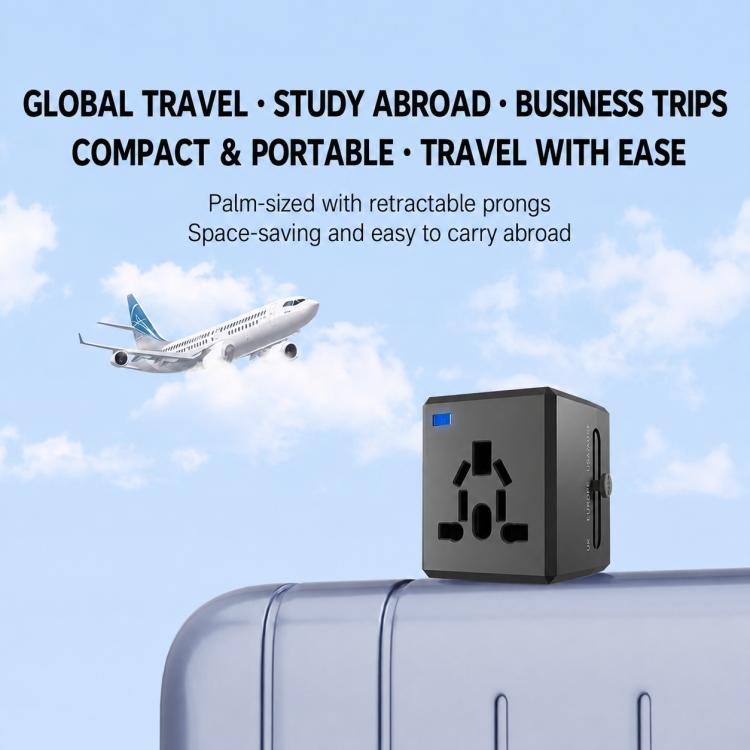 2-Port Type-C + USB-A Universal Travel Adapter Socket Worldwide Charger, 3.4A, PD20W, PD35W