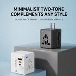 2-Port Type-C + USB-A Universal Travel Adapter Socket Worldwide Charger, 3.4A, PD20W, PD35W