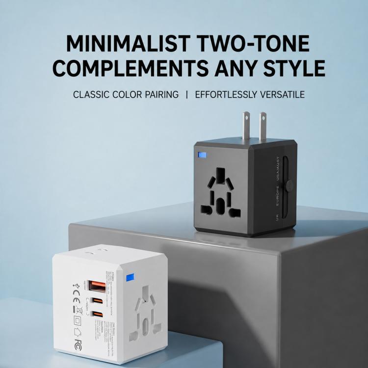 2-Port Type-C + USB-A Universal Travel Adapter Socket Worldwide Charger, 3.4A, PD20W, PD35W