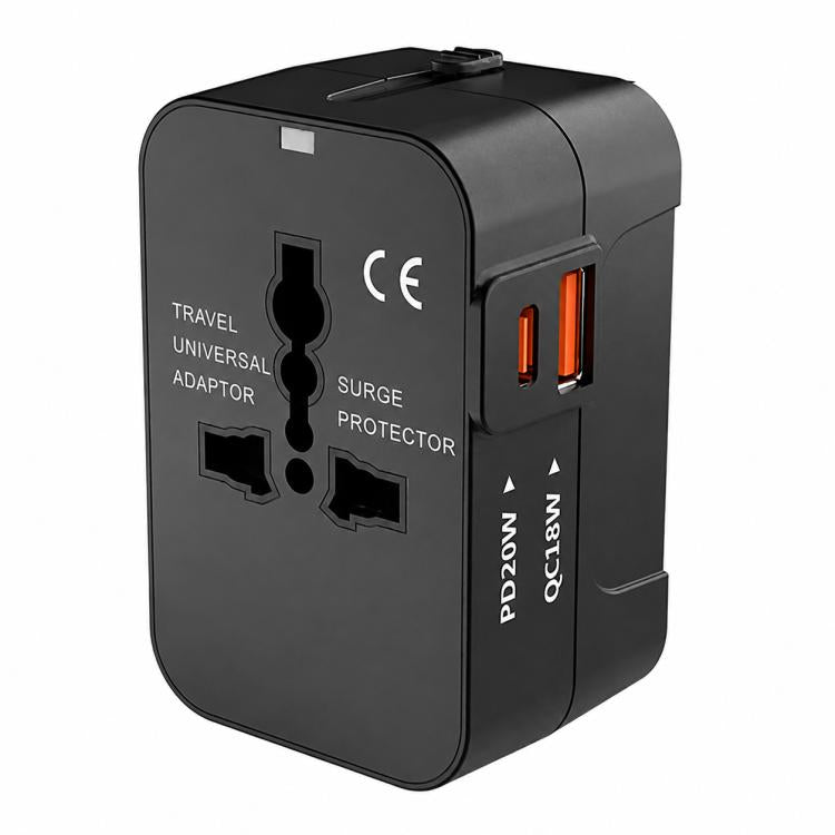 PD20W QC18W Universal Travel Adapter Multifunctional Power Socket Charger, PD20W+QC18W