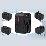 PD20W QC18W Universal Travel Adapter Multifunctional Power Socket Charger, PD20W+QC18W
