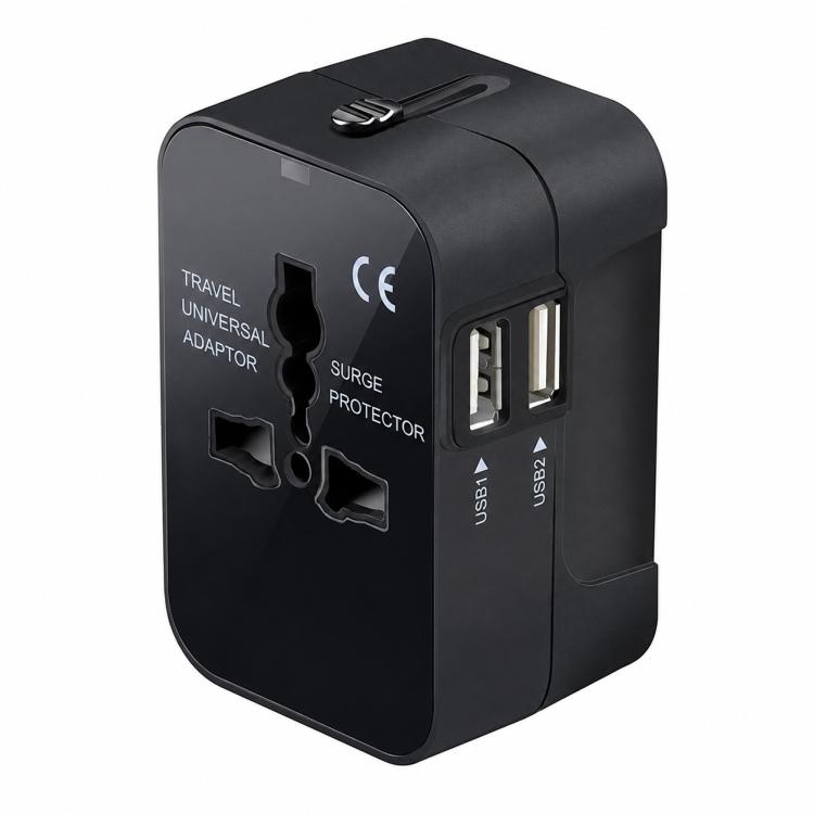 Universal Travel Adapter Multifunctional Power Socket Charger, 2.1A Dual-Port USB, 2.4A USB+Type-C