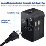 Universal Travel Adapter Multifunctional Power Socket Charger, 2.1A Dual-Port USB, 2.4A USB+Type-C