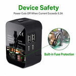 Universal Travel Adapter Multifunctional Power Socket Charger, 2.1A Dual-Port USB, 2.4A USB+Type-C