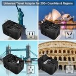 Universal Travel Adapter Multifunctional Power Socket Charger, 2.1A Dual-Port USB, 2.4A USB+Type-C