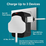 Universal Travel Adapter Multifunctional Power Socket Charger, 2.1A Dual-Port USB, 2.4A USB+Type-C