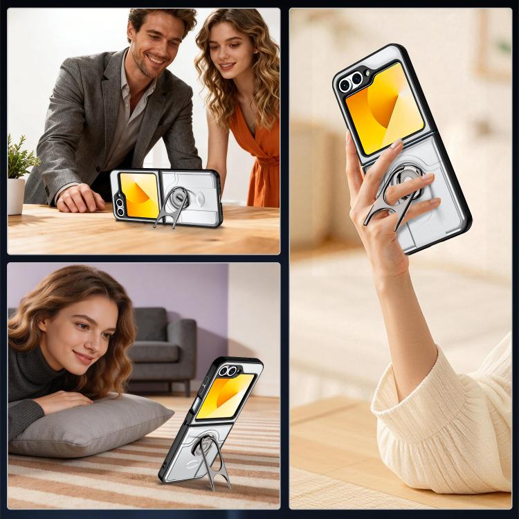 Cover scorrevole per fotocamera, supporto girevole 2 in 1, custodia per telefono antiurto con airbag., For Galaxy Z Flip6 5G