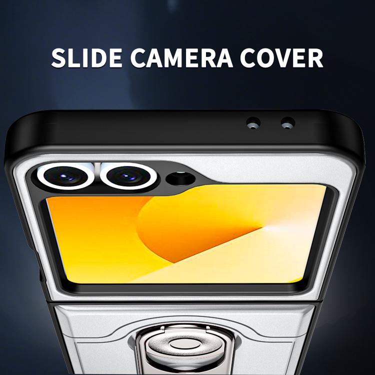 Cover scorrevole per fotocamera, supporto girevole 2 in 1, custodia per telefono antiurto con airbag., For Galaxy Z Flip6 5G