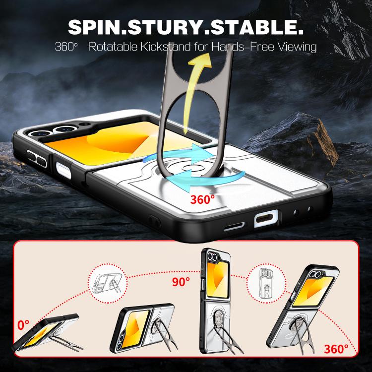 Cover scorrevole per fotocamera, supporto girevole 2 in 1, custodia per telefono antiurto con airbag., For Galaxy Z Flip6 5G