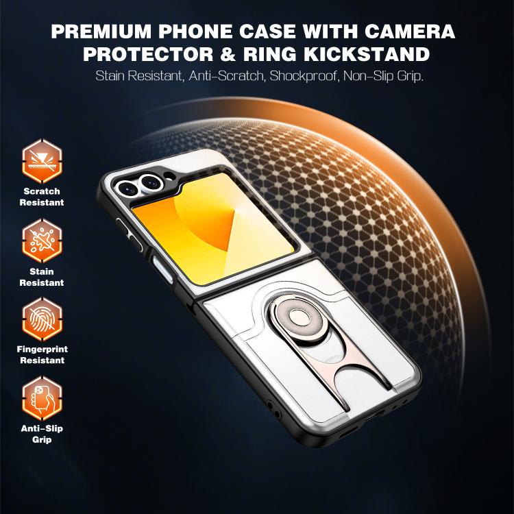 Cover scorrevole per fotocamera, supporto girevole 2 in 1, custodia per telefono antiurto con airbag., For Galaxy Z Flip6 5G
