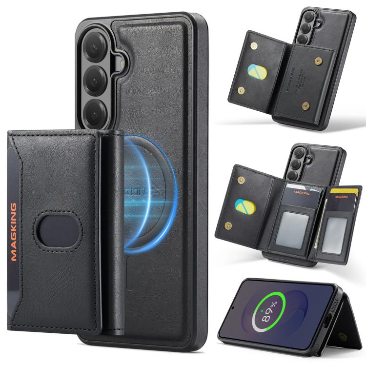 MAKGING Serie K5 Portafoglio pieghevole a tre ante con protezione RFID e custodia magnetica rimovibile per telefono, For Galaxy S26 FE 5G, For Galaxy S26+ 5G, For Galaxy S26 Ultra 5G