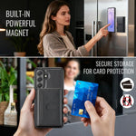 MAKGING Serie K5 Portafoglio pieghevole a tre ante con protezione RFID e custodia magnetica rimovibile per telefono, For Galaxy S26 FE 5G, For Galaxy S26+ 5G, For Galaxy S26 Ultra 5G