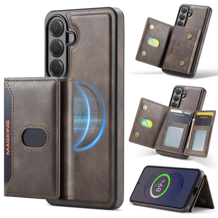 MAKGING Serie K5 Portafoglio pieghevole a tre ante con protezione RFID e custodia magnetica rimovibile per telefono, For Galaxy S26 FE 5G, For Galaxy S26+ 5G, For Galaxy S26 Ultra 5G
