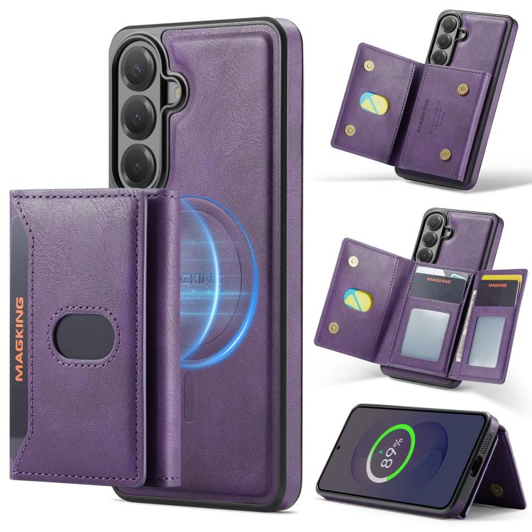 MAKGING Serie K5 Portafoglio pieghevole a tre ante con protezione RFID e custodia magnetica rimovibile per telefono, For Galaxy S26 FE 5G, For Galaxy S26+ 5G, For Galaxy S26 Ultra 5G