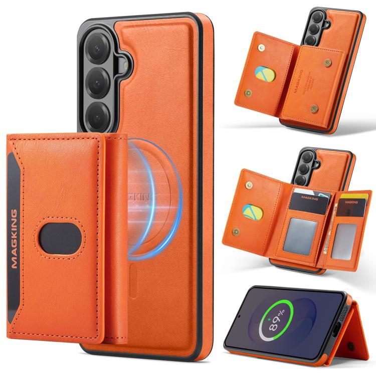 MAKGING Serie K5 Portafoglio pieghevole a tre ante con protezione RFID e custodia magnetica rimovibile per telefono, For Galaxy S26 FE 5G, For Galaxy S26+ 5G, For Galaxy S26 Ultra 5G