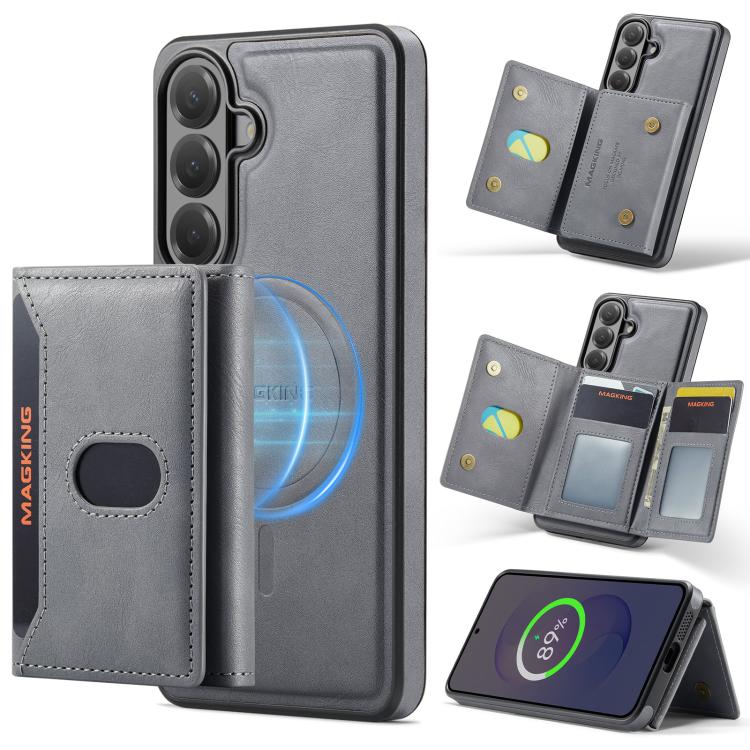 MAKGING Serie K5 Portafoglio pieghevole a tre ante con protezione RFID e custodia magnetica rimovibile per telefono, For Galaxy S26 FE 5G, For Galaxy S26+ 5G, For Galaxy S26 Ultra 5G